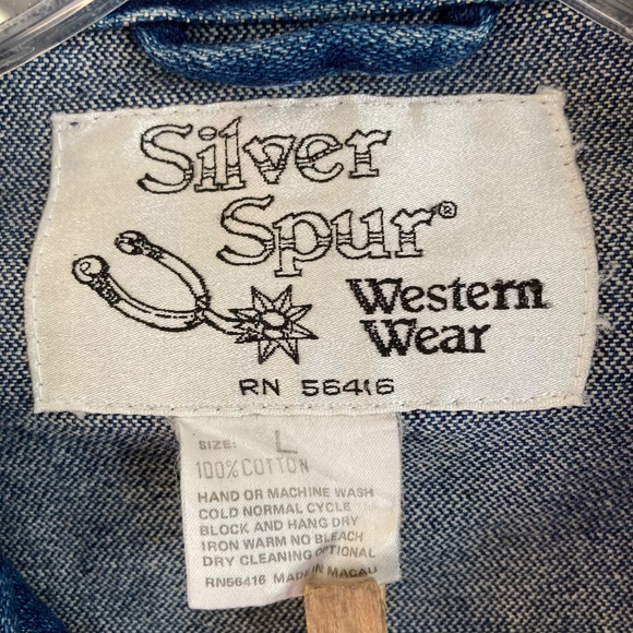 Vintage Silver Spur Western Wear Denim Blue Jean Jacket Men's Size Large - Picture 9 of 9